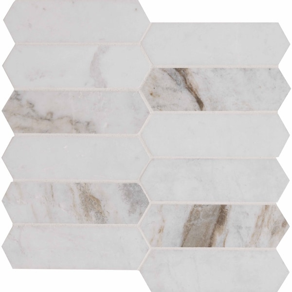 Msi Arabescato Venato White SAMPLE Picket Honed Marble Mosaic Tile ZOR-MD-0384-SAM - main
